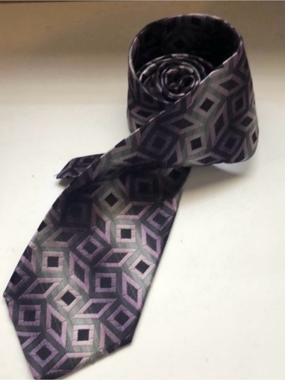 Pierre Cardin Tie Men’s Purple & Grey Pattern Silk Necktie Office Business Dress